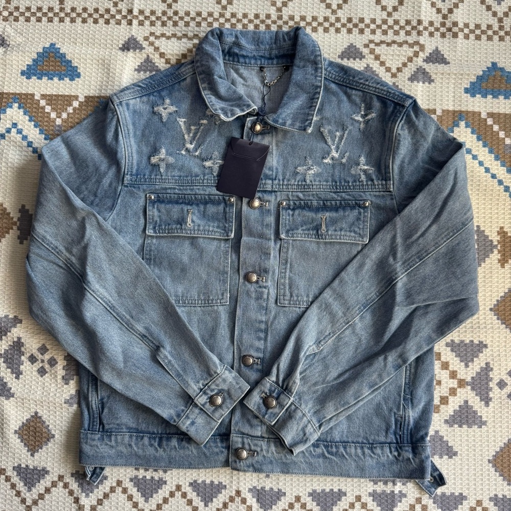 Louis Vuitton Denim Blue Lettering Print Jacket